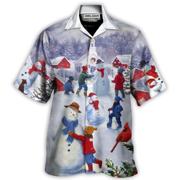 Christmas Children Love Snowman In The Christmas Town - Hawaiian Shirt Jezsport.com