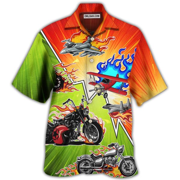 Motorcycle I Like Motorcycles And Airplanes - Hawaiian Shirt Jezsport.com