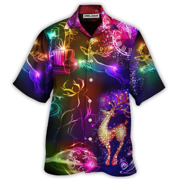 Christmas Reindeer Neon Light Bright - Hawaiian Shirt Jezsport.com