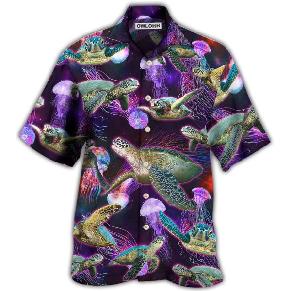 Turtle Neon Sea Art - Hawaiian Shirt Jezsport.com