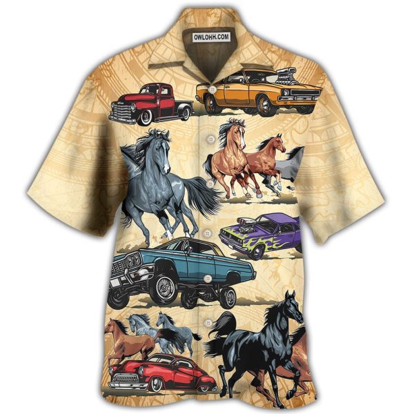 Horse Muscle Car I Like Muscle Car And Horse - Hawaiian Shirt Jezsport.com