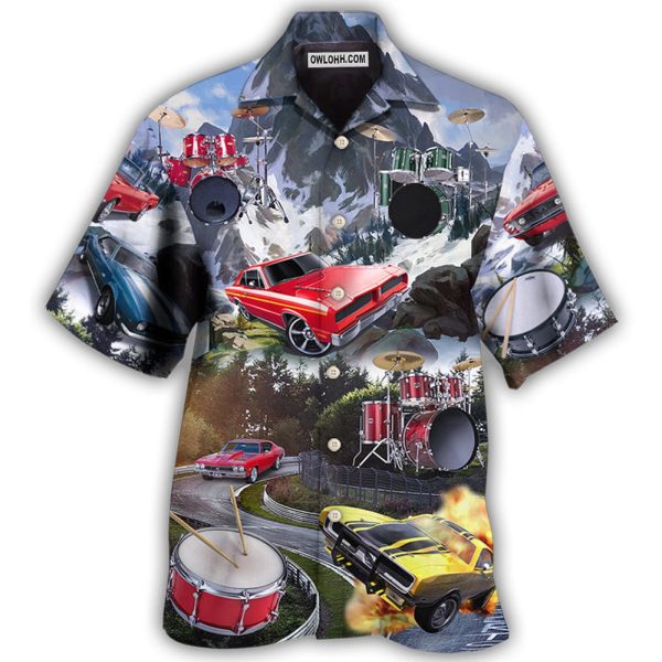 Car Muscle Car And Drum Racing Music Lover - Hawaiian Shirt Jezsport.com