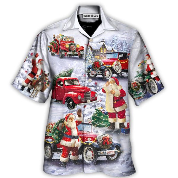 Christmas Santa Claus Funny Red Truck Gift For Xmas Painting Style - Hawaiian Shirt Jezsport.com