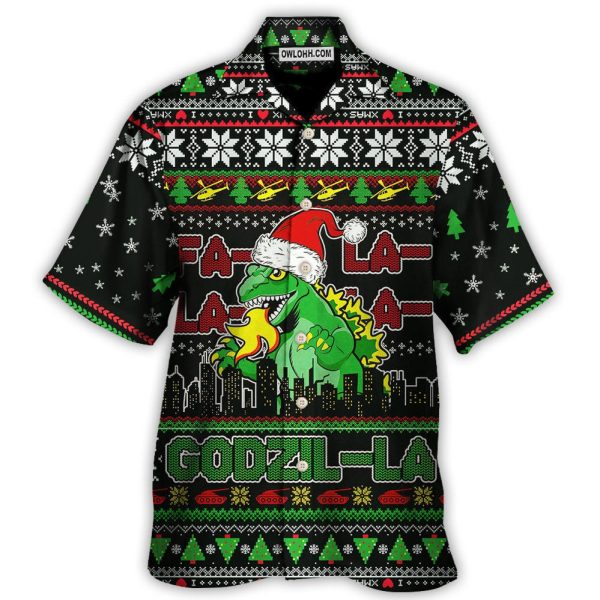 Christmas Godzila Falalalala Xmas - Hawaiian Shirt Jezsport.com