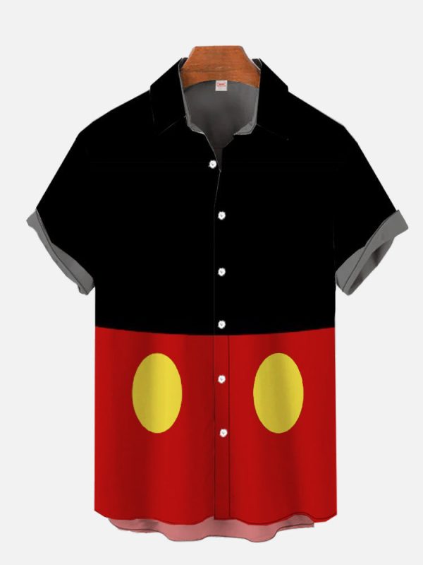 Vintage Red And Black Stitching Cartoon- Hawaiian Shirt Jezsport.com