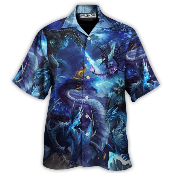 Dragon Blue Skull Fire Lightning Art Style - Hawaiian Shirt Jezsport.com