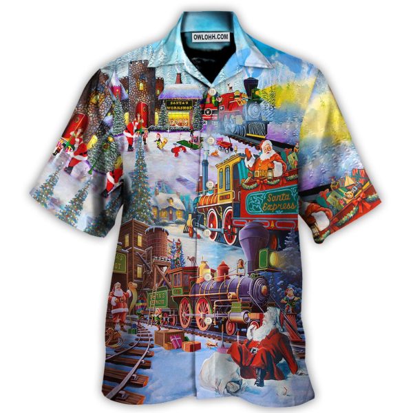 Christmas Holiday Santa Claus in a Train - Hawaiian Shirt Jezsport.com