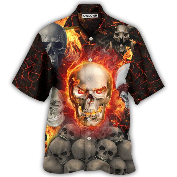 Skull Lava On Fire - Hawaiian Shirt Jezsport.com