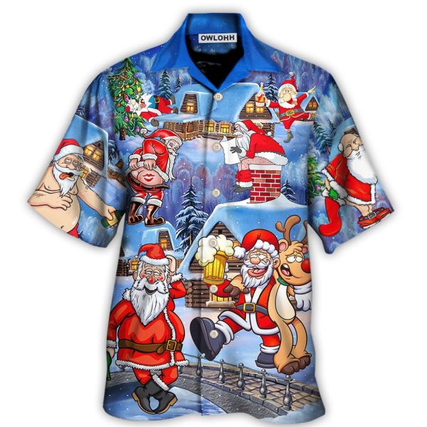 Christmas Santa Claus Drunk Beer Troll Happy Xmas - Hawaiian Shirt Jezsport.com