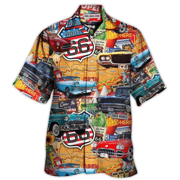 Car Vintage Route 66 Road - Hawaiian Shirt Jezsport.com