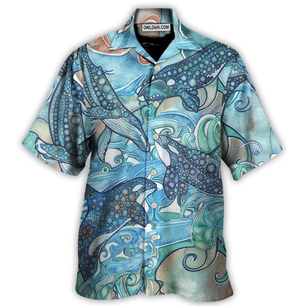 Shark Jumping In The Ocean Stained Glass - Hawaiian Shirt Jezsport.com