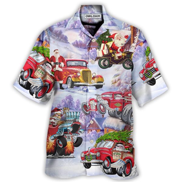 Santa Hot Rod Christmas Tree Merry Xmas - Hawaiian Shirt Jezsport.com