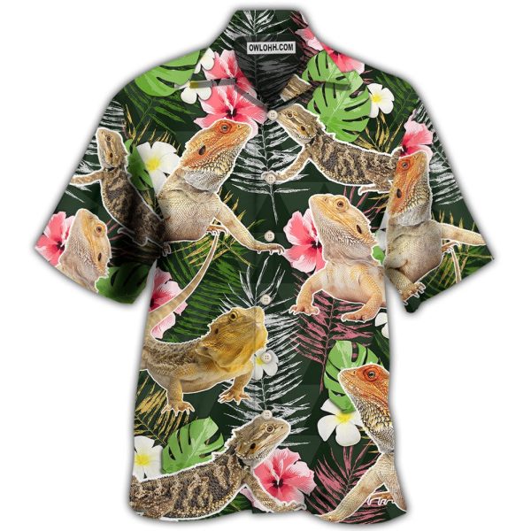 Bearded Dragon Tropical Leaf - Hawaiian Shirt Jezsport.com