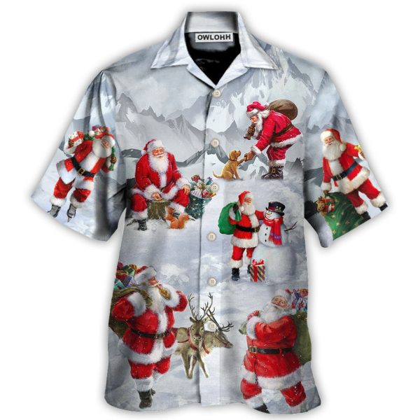 Christmas Santa Claus In The Snow Mountain Art Style - Hawaiian Shirt Jezsport.com