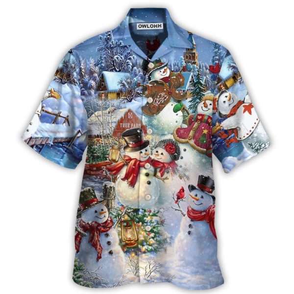 Christmas Snowman Lover Happy Couple Snowman - Hawaiian Shirt Jezsport.com