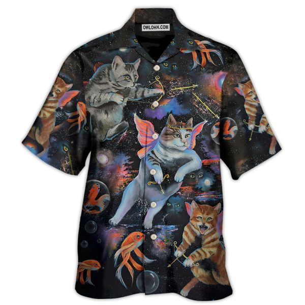 Cat Cupid With Goldfish on Heaven - Hawaiian Shirt Jezsport.com