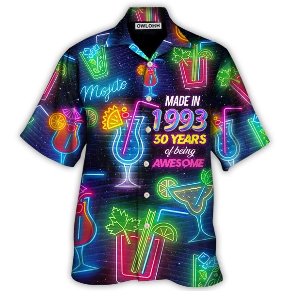 Cocktail Drinking Cocktail Made In 1993 Neon Style - Hawaiian Shirt Jezsport.com