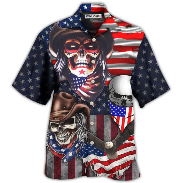 Skull Independence Day Cowboy Skull US - Hawaiian Shirt Jezsport.com