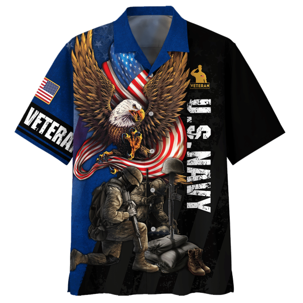 Navy Two Fighting Soldiers And The Eagle U.S Navy Veteran Hawaiian Shirt Jezsport.com