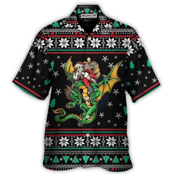 Christmas Santa Claus With Dragon - Hawaiian Shirt Jezsport.com