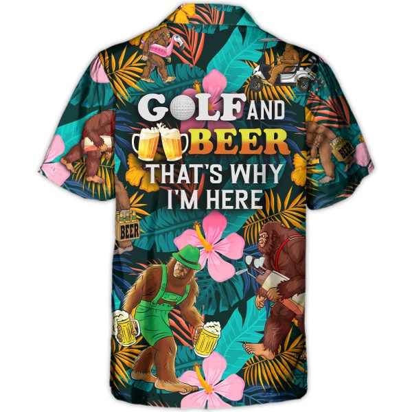 Golf Funny Bigfoot Playing Golf Golf and Beer Tropical Lover - Hawaiian Shirt Jezsport.com