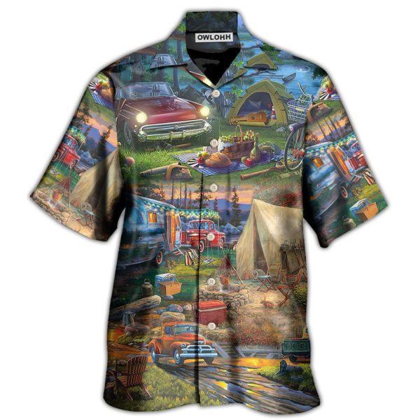 Camping Happy Night With Caravans - Hawaiian Shirt Jezsport.com