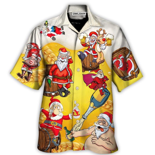 Christmas Santa Claus Drunk Beer Funny Troll Xmas - Hawaiian Shirt Jezsport.com