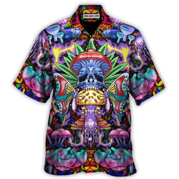 Hippie Mushroom And Skull Art - Hawaiian Shirt Jezsport.com