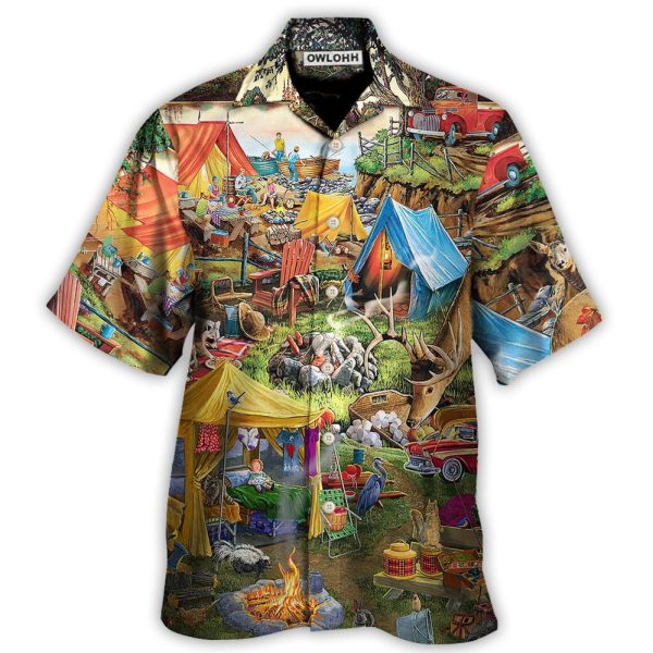 Camping Glamping Tent Family Picnic Happiness - Hawaiian Shirt Jezsport.com