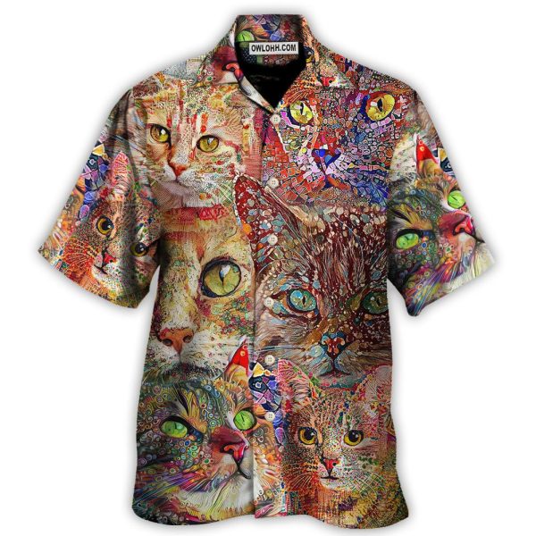 Cat Art Lover Funny Cat Colorful - Hawaiian Shirt Jezsport.com