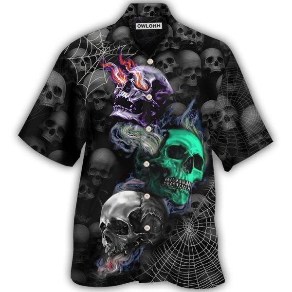 Skull Dark Colorful Burning - Hawaiian Shirt Jezsport.com