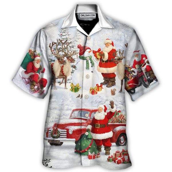 Christmas Santa Claus Gift For Xmas Snow Painting Style - Hawaiian Shirt Jezsport.com