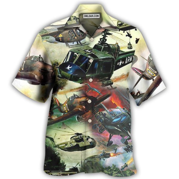 Helicopter Air Battle Combat Military Planes - Hawaiian Shirt Jezsport.com