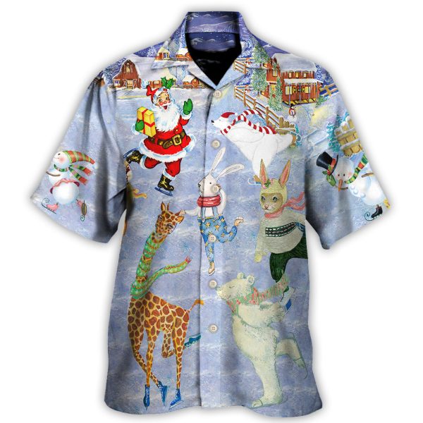 Christmas Holiday Ice Skating Party Animal - Hawaiian Shirt Jezsport.com