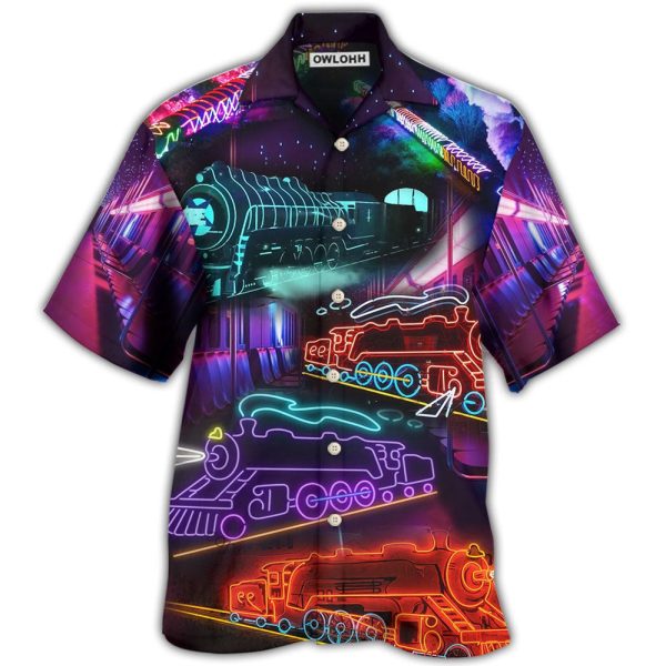 Train Neon Art Night Life - Hawaiian Shirt Jezsport.com