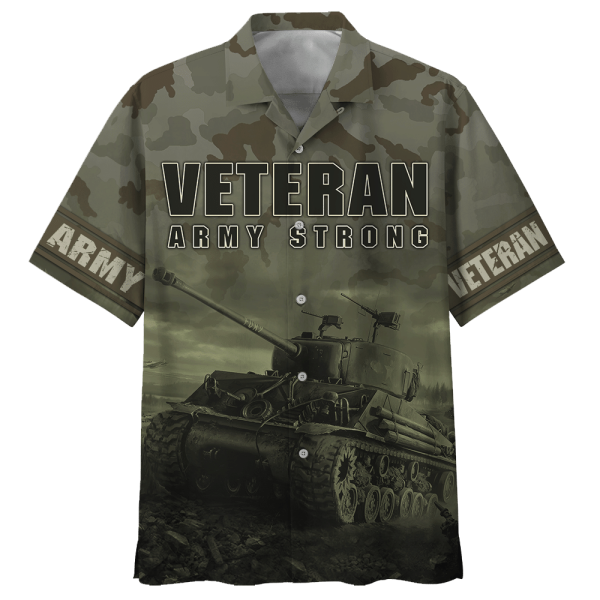 Veteran Army Strong Tank Hawaiian Shirt Jezsport.com