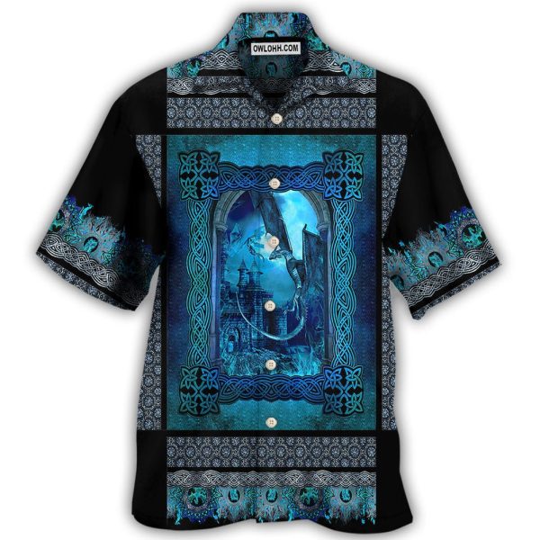 Dragon Blue Viking Pattern - Hawaiian Shirt Jezsport.com