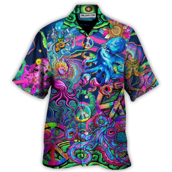 Hippie Funny Octopus Colorful Tie Dye Style - Hawaiian Shirt Jezsport.com