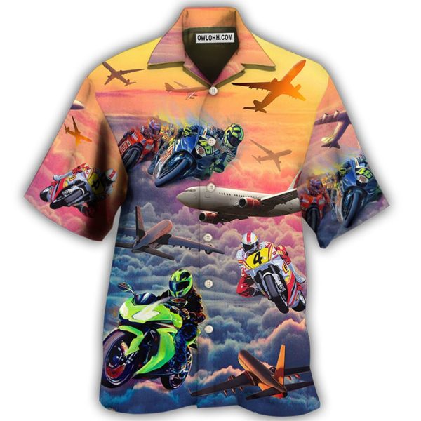 Motorcycle And Airplane Lover Dream Sky - Hawaiian Shirt Jezsport.com