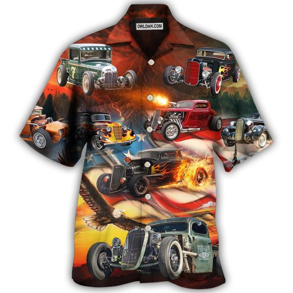 Hot Rod Independence Day American Flag - Hawaiian Shirt Jezsport.com