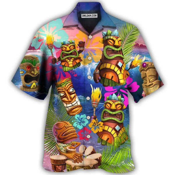 Tiki Aloha Tiki Happy Tropical Flower - Hawaiian Shirt Jezsport.com