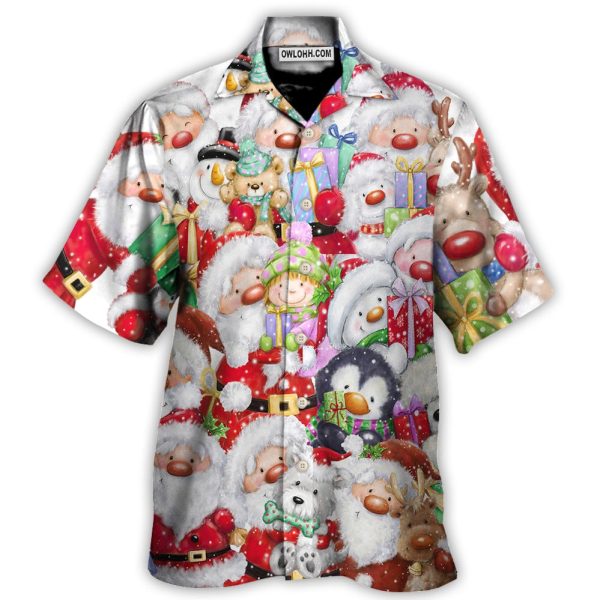 Christmas Santa And Friends Happy Together - Hawaiian Shirt Jezsport.com