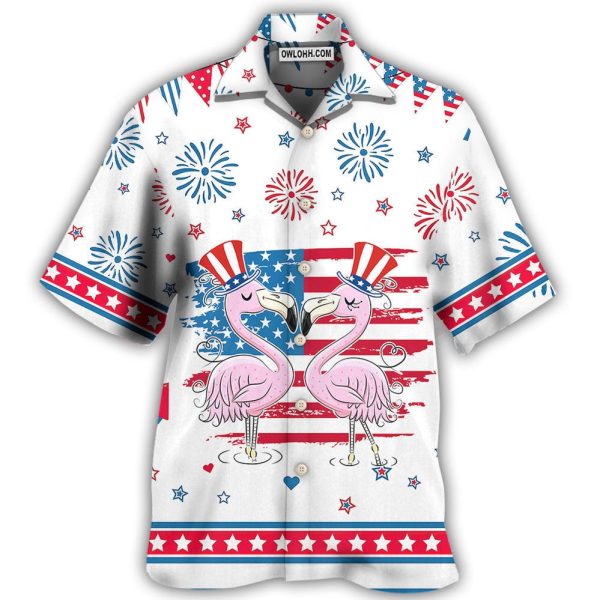 Flamingo Independence Day Star America - Hawaiian Shirt Jezsport.com