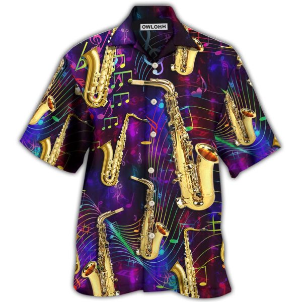 Saxophone Music Neon Art - Hawaiian Shirt Jezsport.com