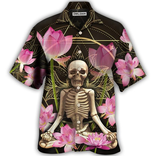 Skull Yoga Lighting Lotus Flower - Hawaiian Shirt Jezsport.com