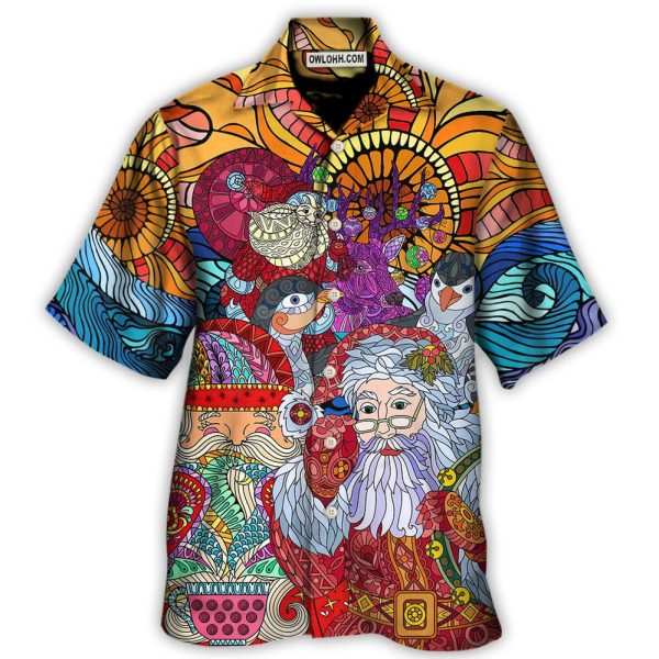 Christmas Santa Colorful Geometry - Hawaiian Shirt Jezsport.com