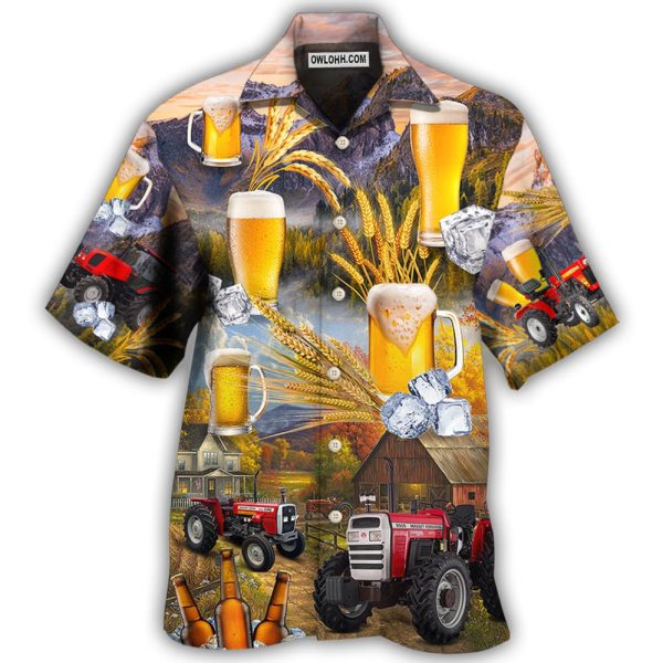 Beer And Tractor Autumn Farm Life - Hawaiian Shirt Jezsport.com