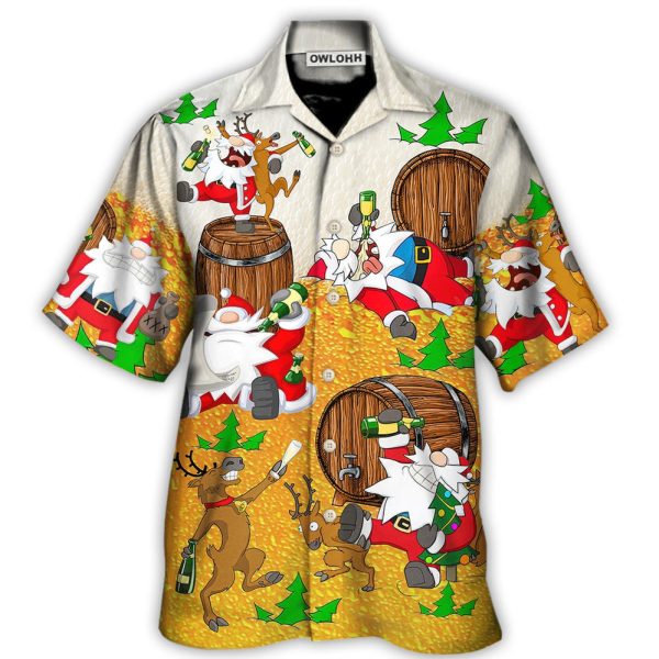 Christmas Santa Claus Drunk Beer Funny Happy Xmas - Hawaiian Shirt Jezsport.com