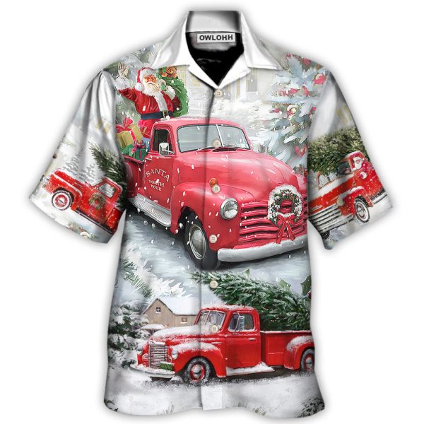 Christmas Santa Claus Red Truck Xmas Is Coming Art Style - Hawaiian Shirt Jezsport.com