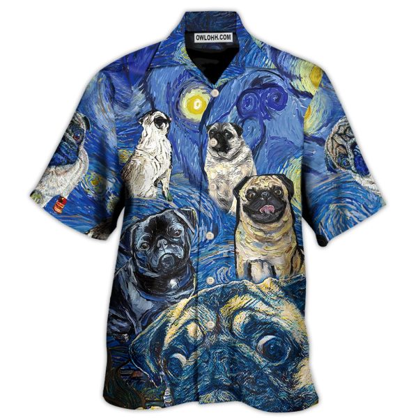 Pug Dog Cute Starry Night - Hawaiian Shirt Jezsport.com